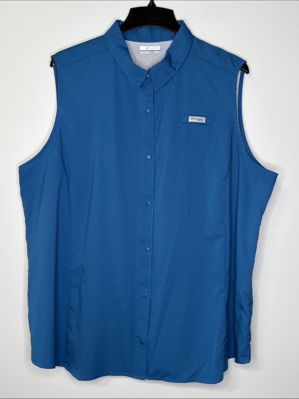 Columbia PFG Sleeveless Button-Down Shirt in Blue Size 3X